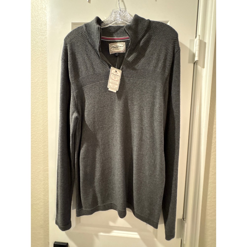 Flag & Anthem Men's Gray Textured Quarter Zip Sweater Size M